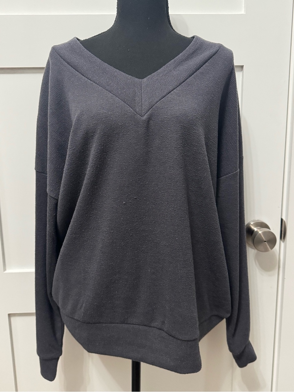 Felina V-Neck Oversized Sweater - Charcoal Gray